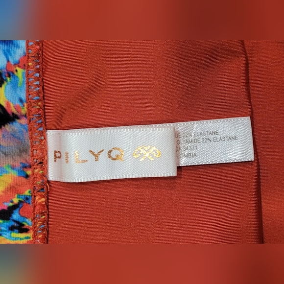 Medium PILYQ Peacock Pattern Bikini Bottoms Multicolor Orange Blue Pink - Picture 3 of 7